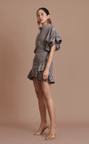 CAMIA TOP - BROWN PINSTRIPES