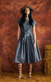 AKIKO DRESS - DARK GRAY CHAMBRAY