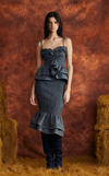 VENEZIA MIDI SKIRT - DARK GRAY CHAMBRAY