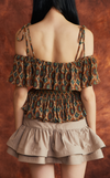 BRASILIA TOP - BROWN GEO FLORAL