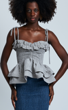NAMIBIA TOP - GREY GINGHAM