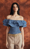 IBIZA TOP - BLUE GINGHAM