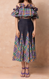 CANBERRA SKIRT - PURPLE PLAID DENIM
