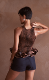 BERINA TOP - BROWN SPLATTER