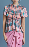 SYDNEY TOP - PEACH TARTAN