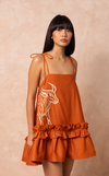 BEGONIA DRESS w/ EMBROIDERY - SAFFRON