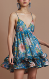KENYA MINI DRESS - BLUE FLORAL (PRE-ORDER)