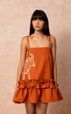 BEGONIA DRESS w/ EMBROIDERY - SAFFRON