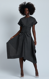 HAITI DRESS - BLACK MICRO STRIPES