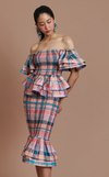 ROMA TOP - PEACH TARTAN