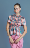 SYDNEY TOP - PEACH TARTAN