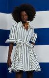 GOBI DRESS - BLUE CORDED STRIPES