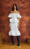 VENEZIA MIDI SKIRT - WHITE VISCOSE