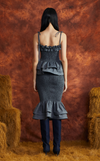 VENEZIA MIDI SKIRT - DARK GRAY CHAMBRAY