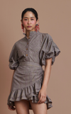 CAMIA TOP - BROWN PINSTRIPES