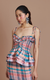 NAMIBIA TOP - PEACH TARTAN