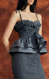 NAMIBIA TOP - DARK GRAY CHAMBRAY