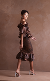 VENEZIA MIDI SKIRT - BROWN SPLATTER