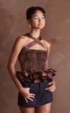 BERINA TOP - BROWN SPLATTER