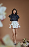 DOLOR TOP - STRIPES MIDNIGHT POLKA