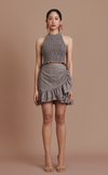 BERLIN TOP - BROWN PINSTRIPES