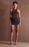 BERINA TOP - BROWN SPLATTER