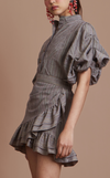 CAMIA TOP - BROWN PINSTRIPES