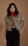 KARI VEST - TAUPE-BLACK POLKA