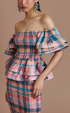 ROMA TOP - PEACH TARTAN