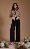 KARI VEST - TAUPE-BLACK POLKA
