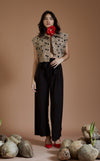 KARI VEST - TAUPE-BLACK POLKA