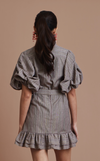 CAMIA TOP - BROWN PINSTRIPES