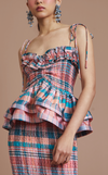 NAMIBIA TOP - PEACH TARTAN