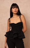 NAMIBIA TOP - BLACK POLKA