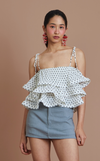SAMOA TOP - WHITE POLKA