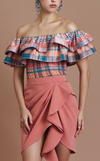 IBIZA TOP - PEACH TARTAN