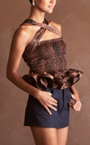 BERINA TOP - BROWN SPLATTER
