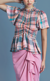SYDNEY TOP - PEACH TARTAN