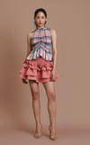BRISBANE TOP - PEACH TARTAN (PRE ORDER)