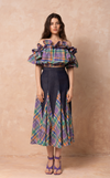 CANBERRA SKIRT - PURPLE PLAID DENIM
