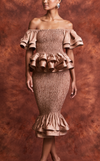 VENEZIA MIDI SKIRT - LATTE SATIN