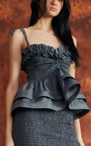 NAMIBIA TOP - DARK GRAY CHAMBRAY