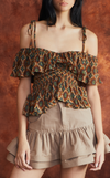 BRASILIA TOP - BROWN GEO FLORAL