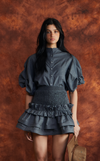CAMIA TOP - DARK GRAY CHAMBRAY