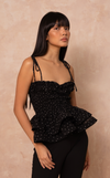 NAMIBIA TOP - BLACK POLKA
