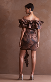 FLORA MINI SKIRT - BROWN SPLATTER