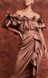 ANDORA TOP - CACAO SATIN