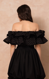 ISADORA TOP - BLACK POLKA