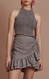 MALIA SKIRT - BROWN PINSTRIPES (PRE ORDER)
