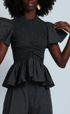 SYDNEY TOP - BLACK MICRO STRIPES